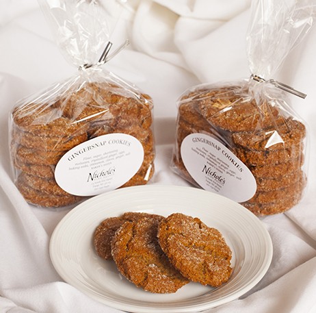 Gingersnap Cookies in Bags and on a Plate