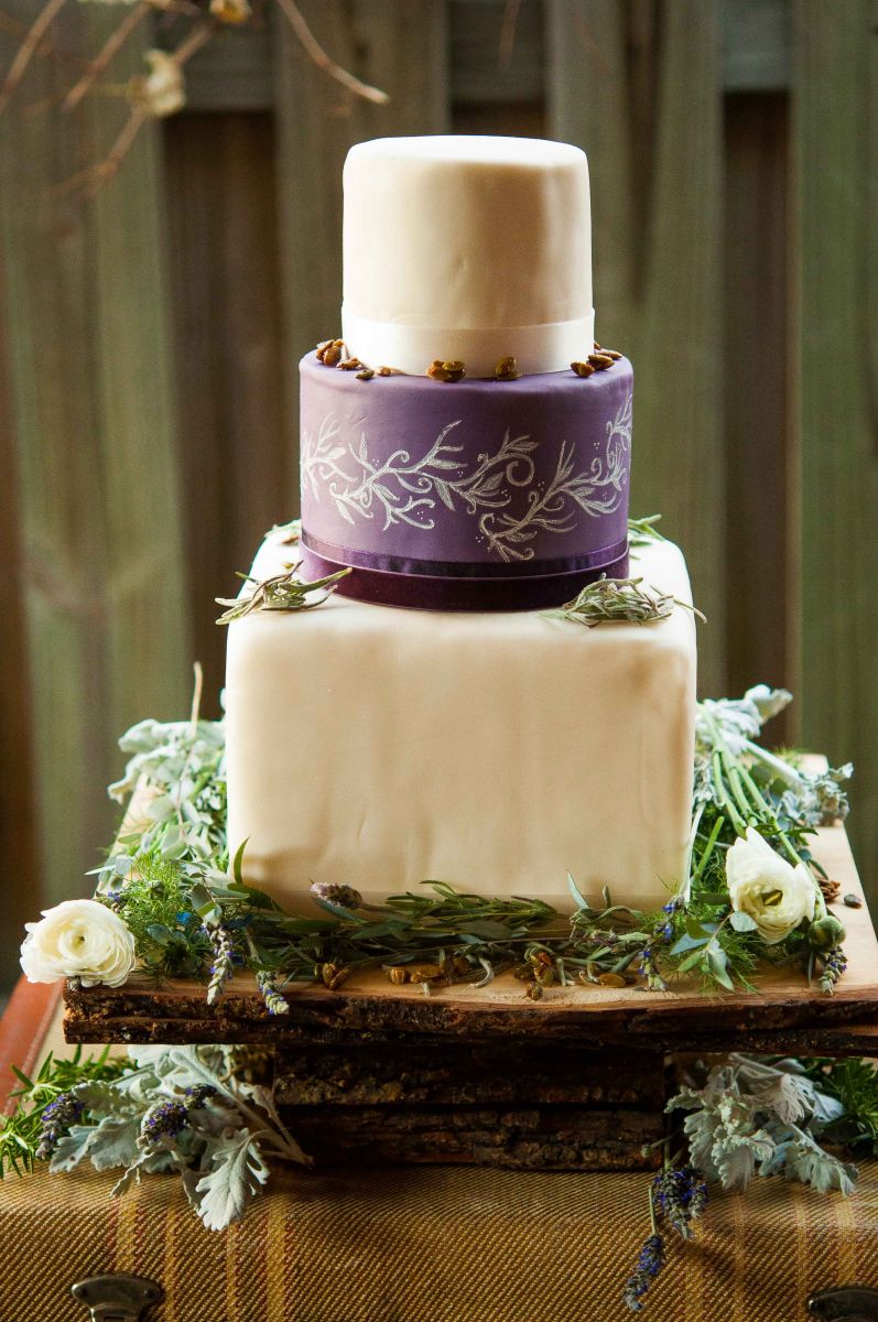 Purple and White Fondant Covered Cake from Nichole's Fine Pastry, Fargo, ND