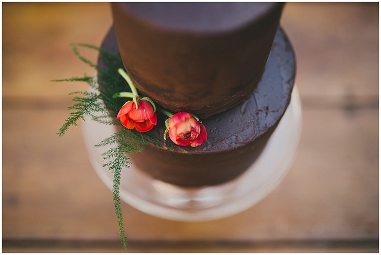 Zach Davis Photographer at Rourke Museum - Chocolate Wedding Cake Closeup from Nichole's Fine Pastry, Fargo, ND