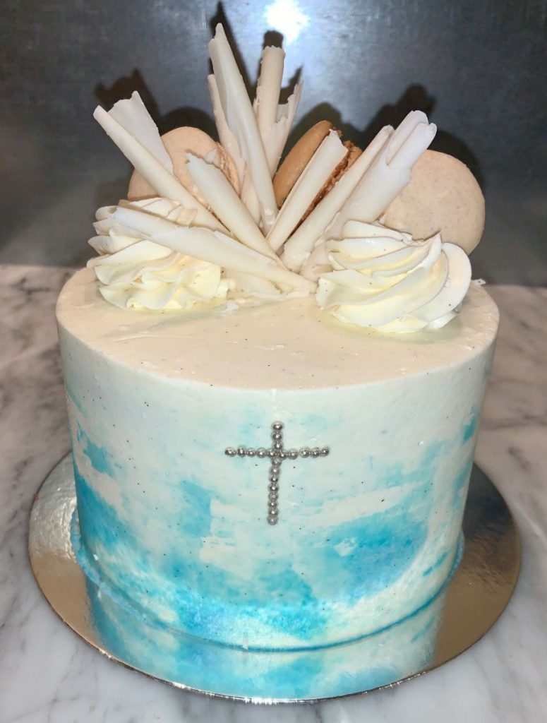 Baptism cake for a boy - Nichole's Fine Pastry